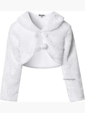 Girls Faux Fur Bolero Shrug Winter Shawl Wrap Dress Cover Up